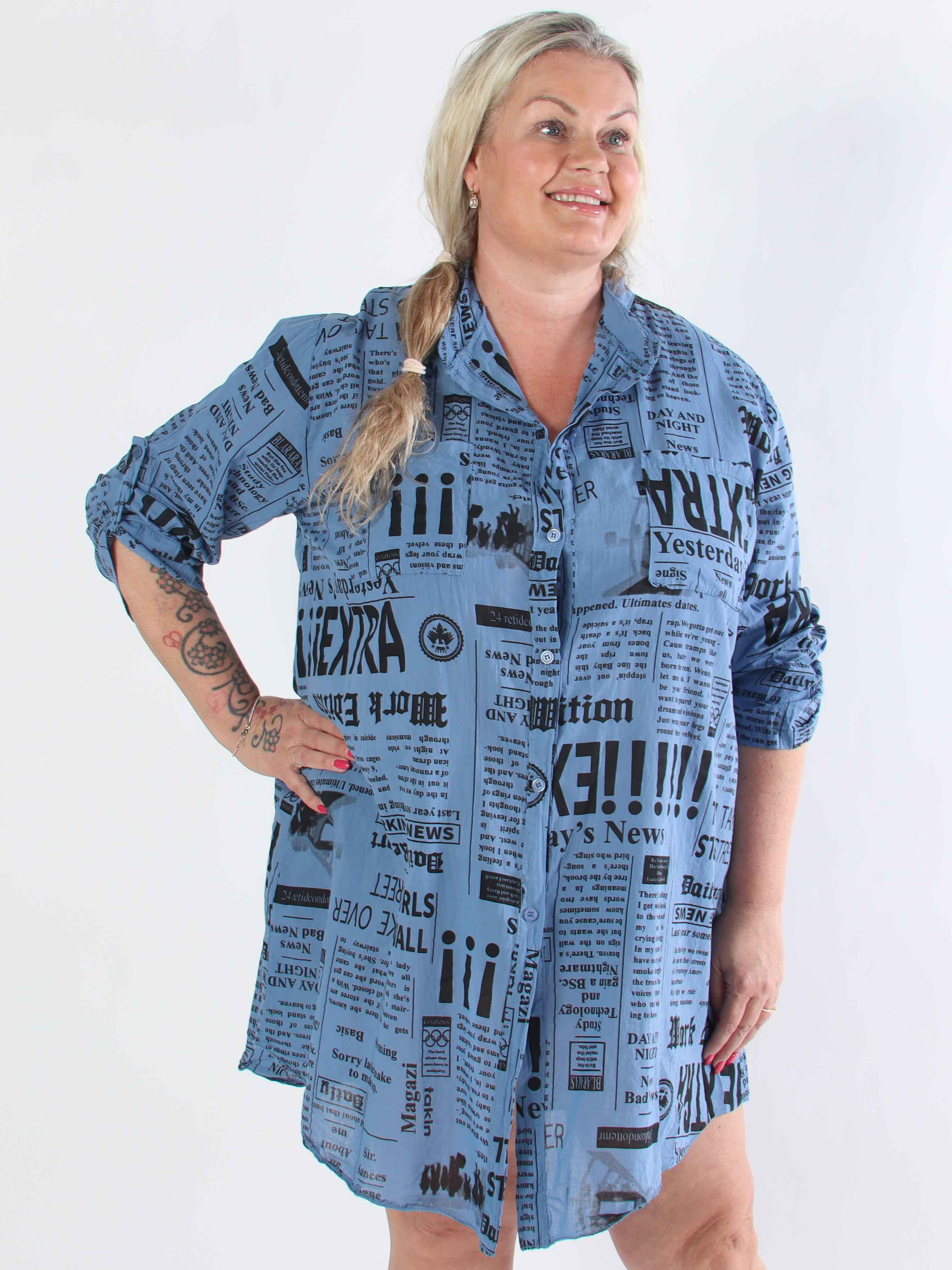 Celestine - Plus size skjorte i bomuld med print og lommer